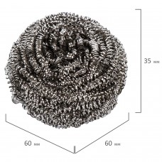 Губка (мочалка) для посуды металлическая LAIMA, спиральная по 15 г,