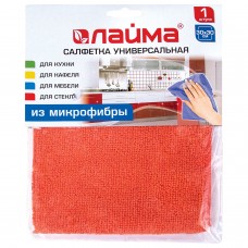 Салфетка универсальная, микрофибра, 30х30 см, оранжевая, LAIMA